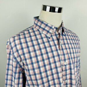 J.Crew Large Slim Fit Flex Washed Shirt Cotton Blend Pink Blue Checker